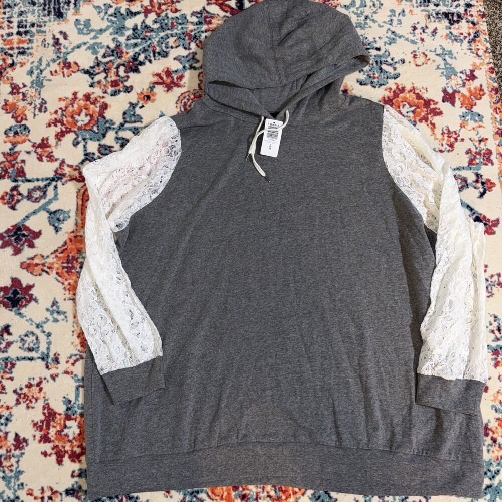 Classic Fit Cozy Fleece Lace Sleeves Hoodie 5XL